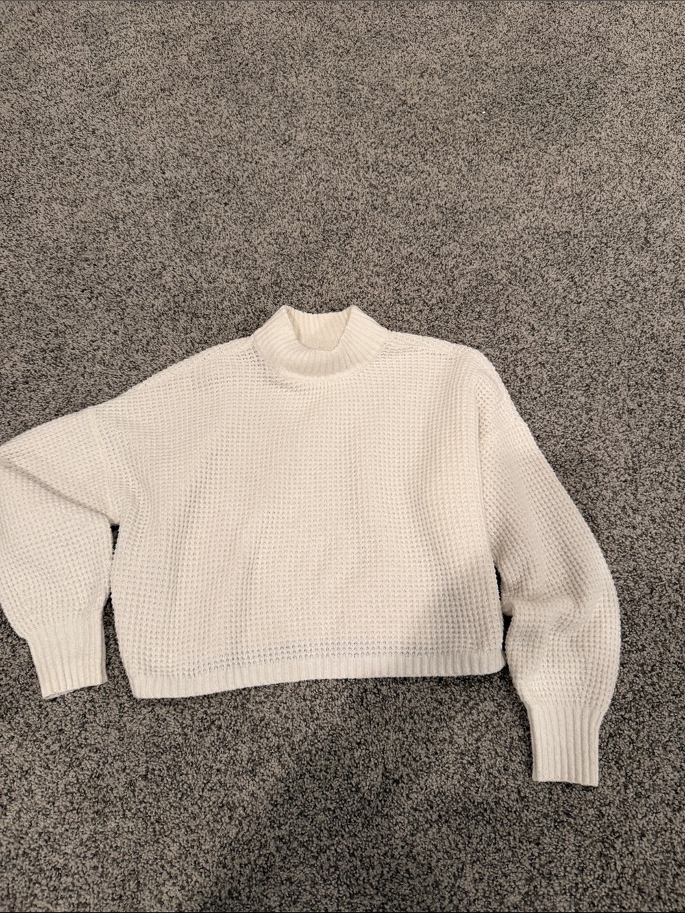 Hollister Cream Mock Neck Waffle Knit Sweater